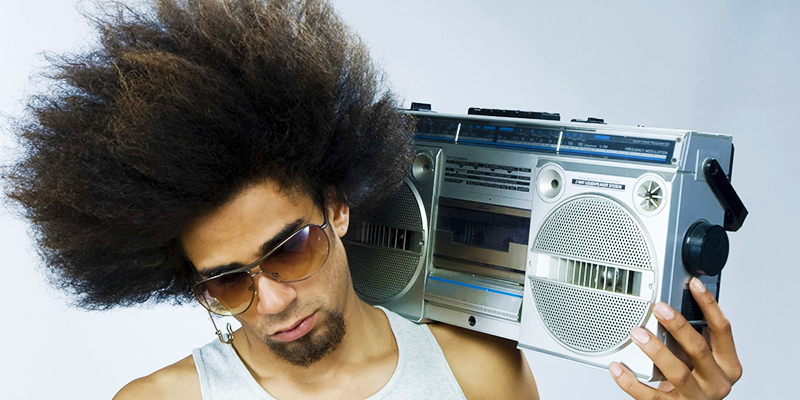 music lover on train